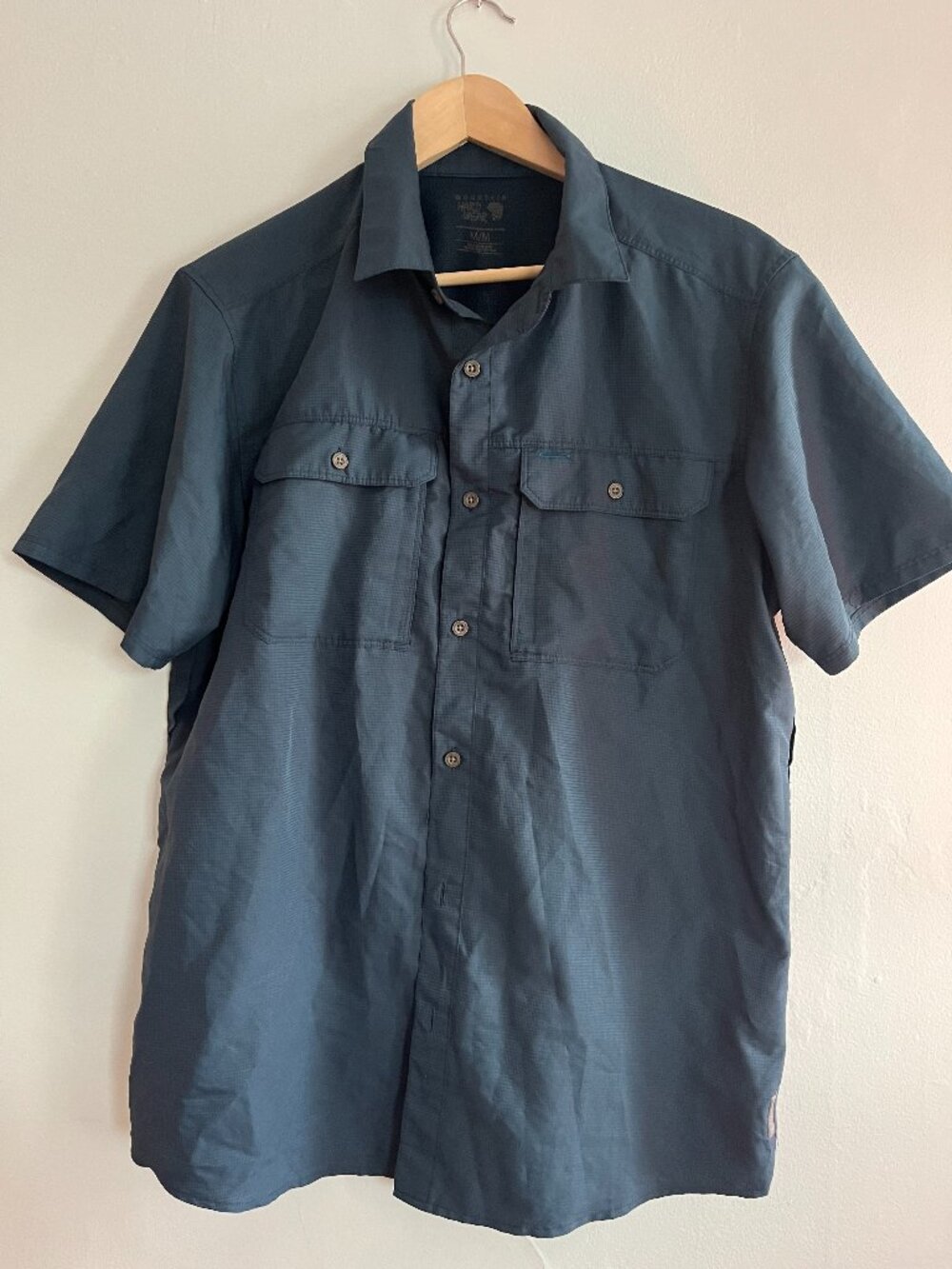Mountain Hardwear Navy Blue Mens Short Sleeve Button Down Medium